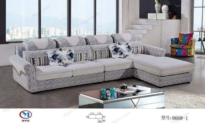 现代时尚全实木框架L型组合布艺沙发 966#-1
