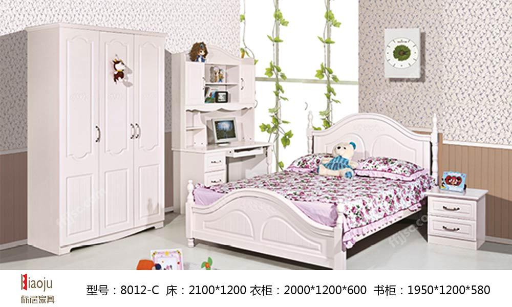 现代风格经典纯色系列（床垫+衣柜+书桌柜+书桌椅+1.2米床+1个床头柜组合）时尚靓丽儿童套 8012-C