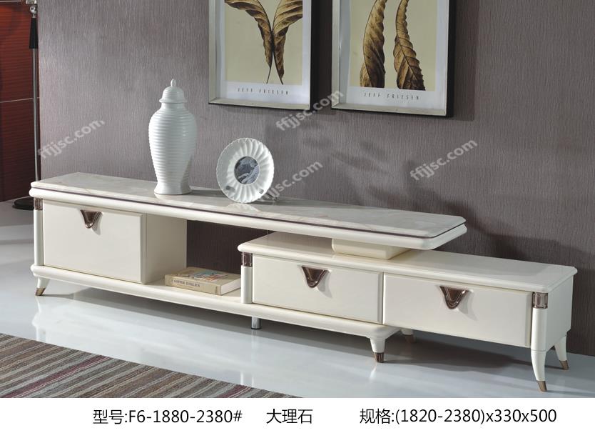 现代风格大理石奶白色桌面可伸缩电视柜F6-1880-2380#