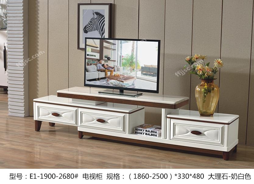 现代风格大理石奶白色桌面可伸缩电视柜E1-1900-2680#