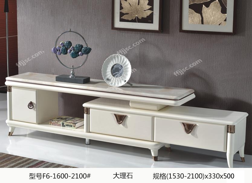 现代风格大理石奶白色桌面可伸缩电视柜F6-1600-2100#