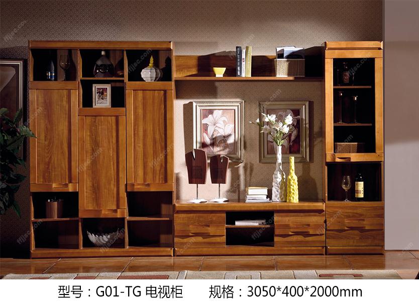 中式风格原木色电视墙G01-TG#