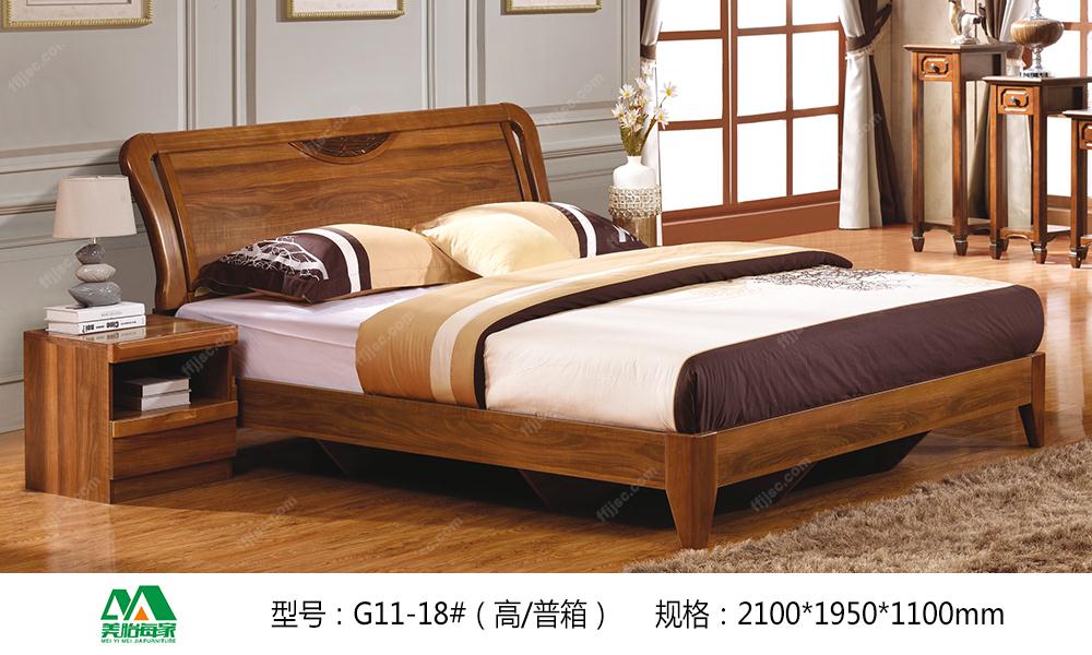 中式风格原木色双人床G11-18#